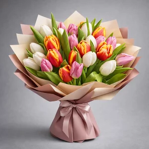 Римские каникулы- букет из разноцветных тюльпанов